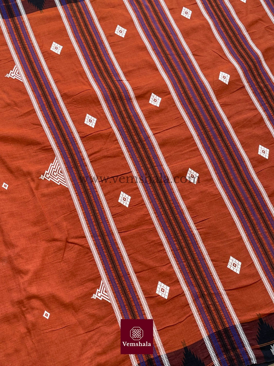 Natural/ indigo/ Deep Rust/ Brown-Black Kotpad Saree : PS 09 - Vemshala