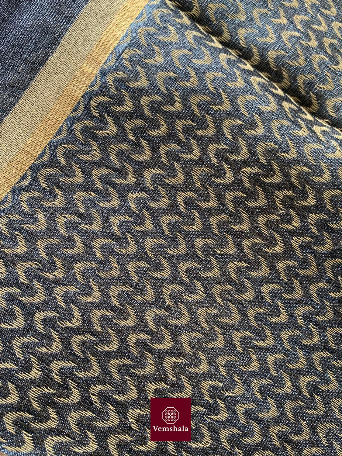 Twilight Blue / Gold Kosa Silk Saree - Vemshala