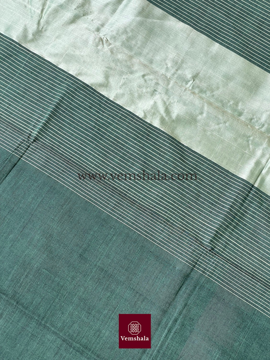 Moss Green / Ash Grey Ponduru Cotton Saree : Barkha - Vemshala