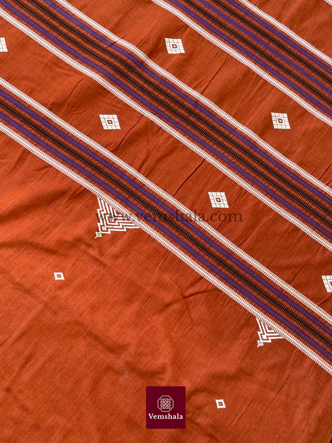 Natural/ indigo/ Deep Rust/ Brown-Black Kotpad Saree : PS 09 - Vemshala