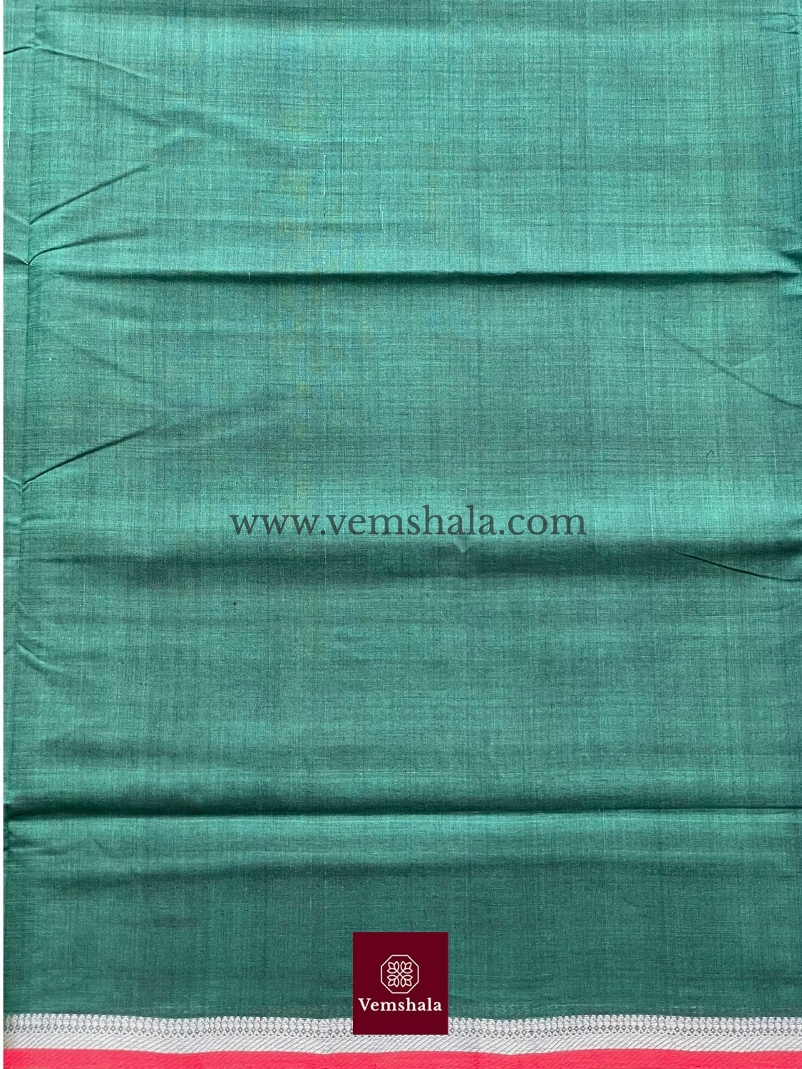 Moss green / Red / Gold Cotton Mangalgiri Saree : Grisha - Vemshala