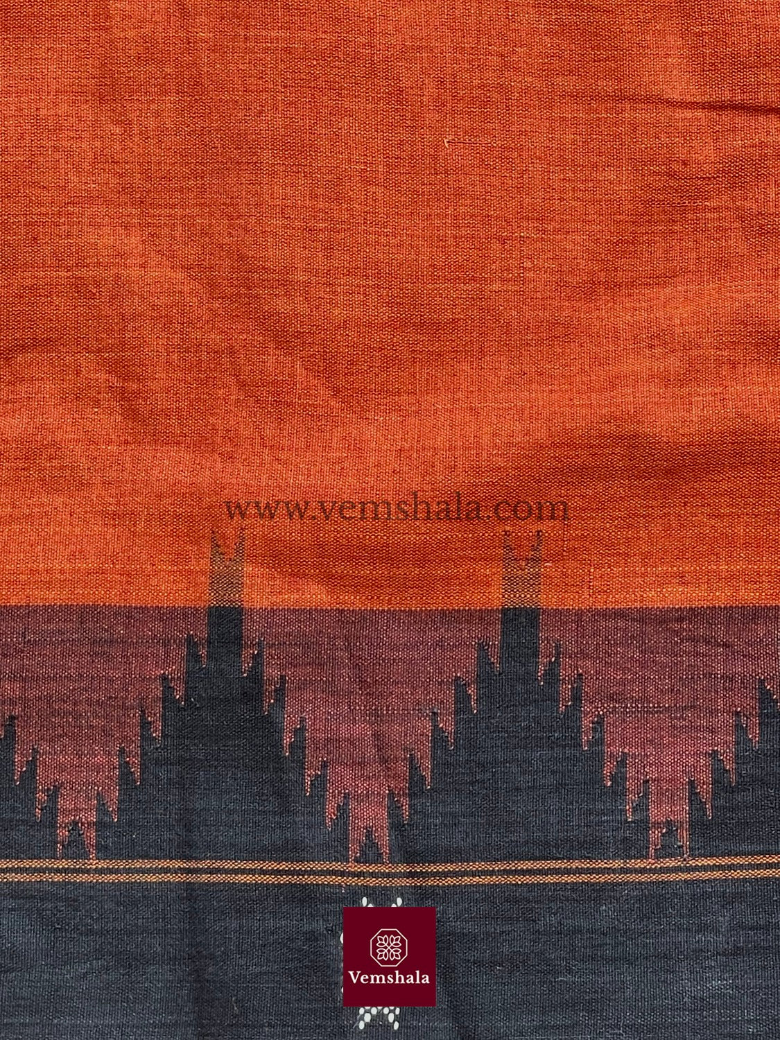 Natural/ indigo/ Deep Rust/ Brown-Black Kotpad Saree : PS 09 - Vemshala