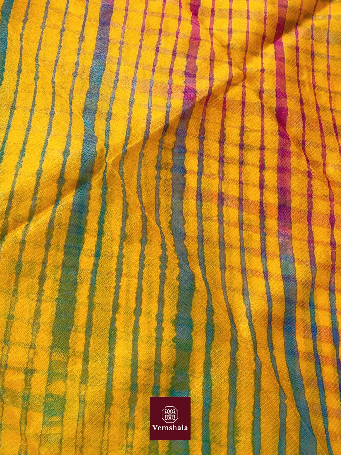 Yellow / Orange Rainbow Leheriya Kota Silk Saree : Treha - Vemshala