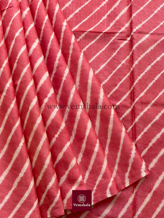 Watermelon / Ecru Leheriya Silk Saree : Tripta - Vemshala