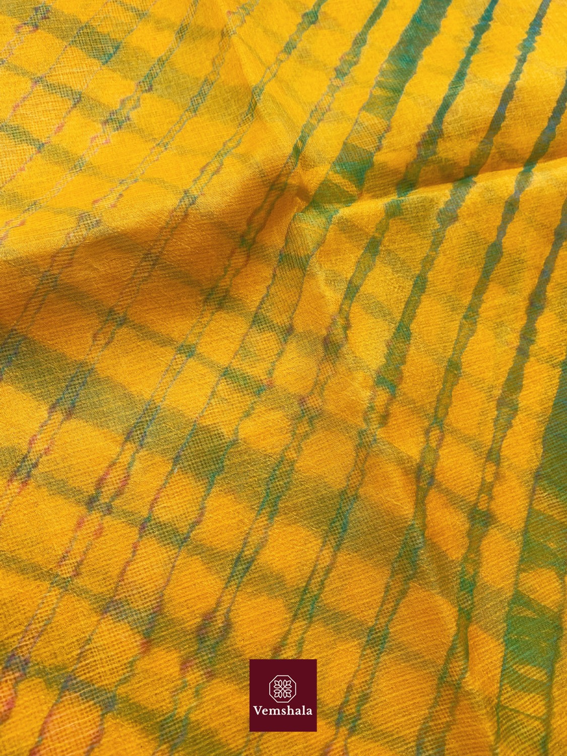 Yellow / Orange Rainbow Leheriya Kota Silk Saree : Treha - Vemshala