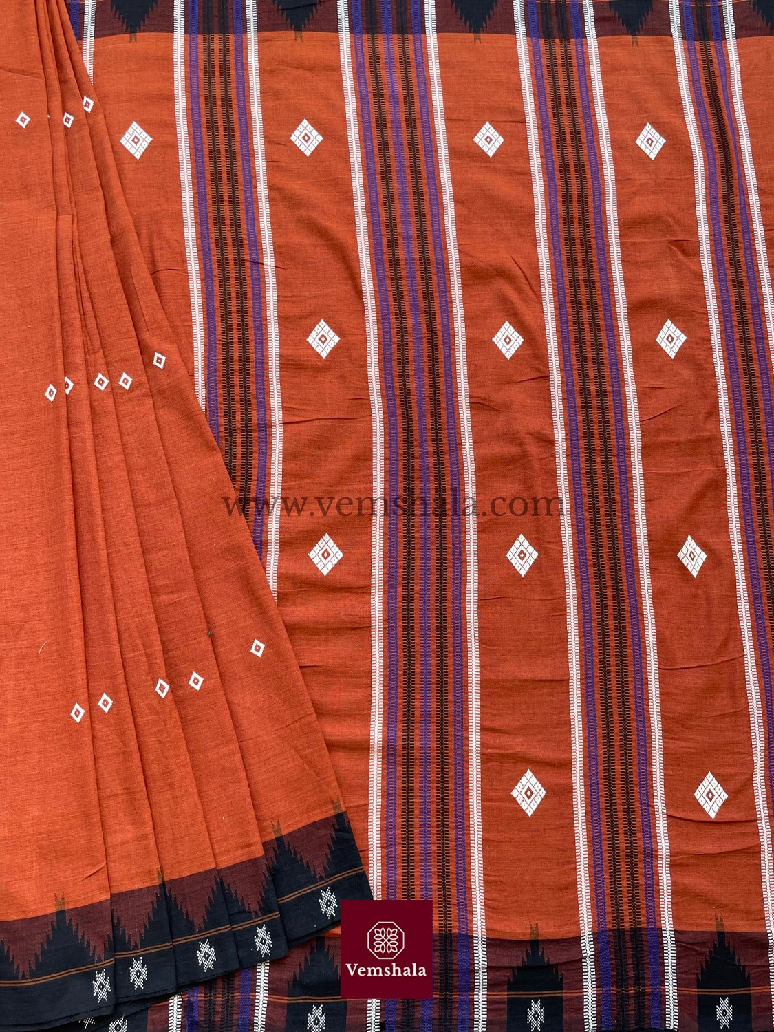 Natural/ indigo/ Deep Rust/ Brown-Black Kotpad Saree : PS 09 - Vemshala