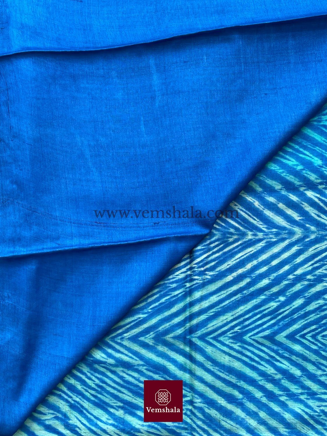 Aquamarine Shibori Leheriya Tussar Silk Saree : Ambariya - Vemshala