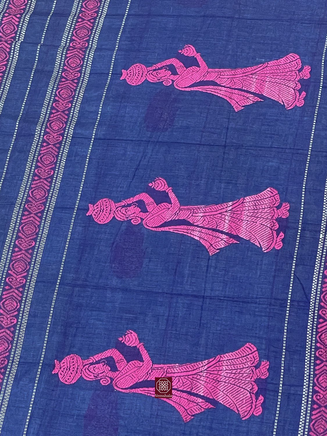 Azzure Blue Gollabhama Cotton Saree - Vemshala