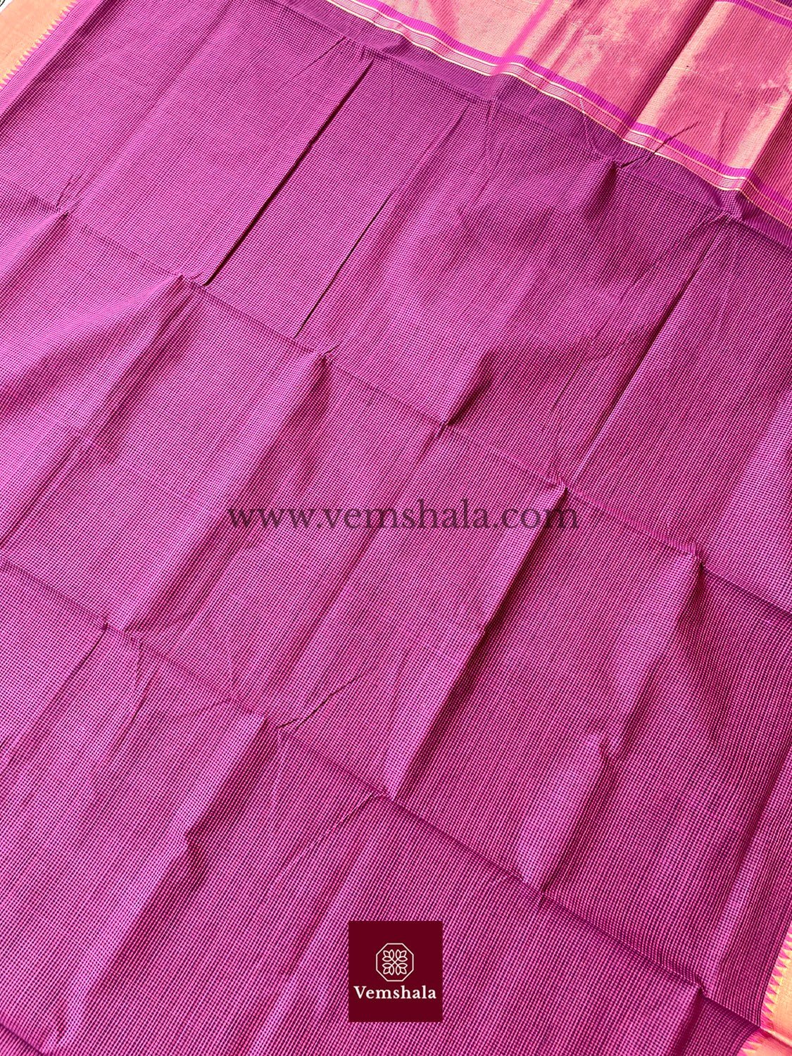 Black/ Pink / Gold Cotton Mangalgiri Saree : Sudeepta - Vemshala