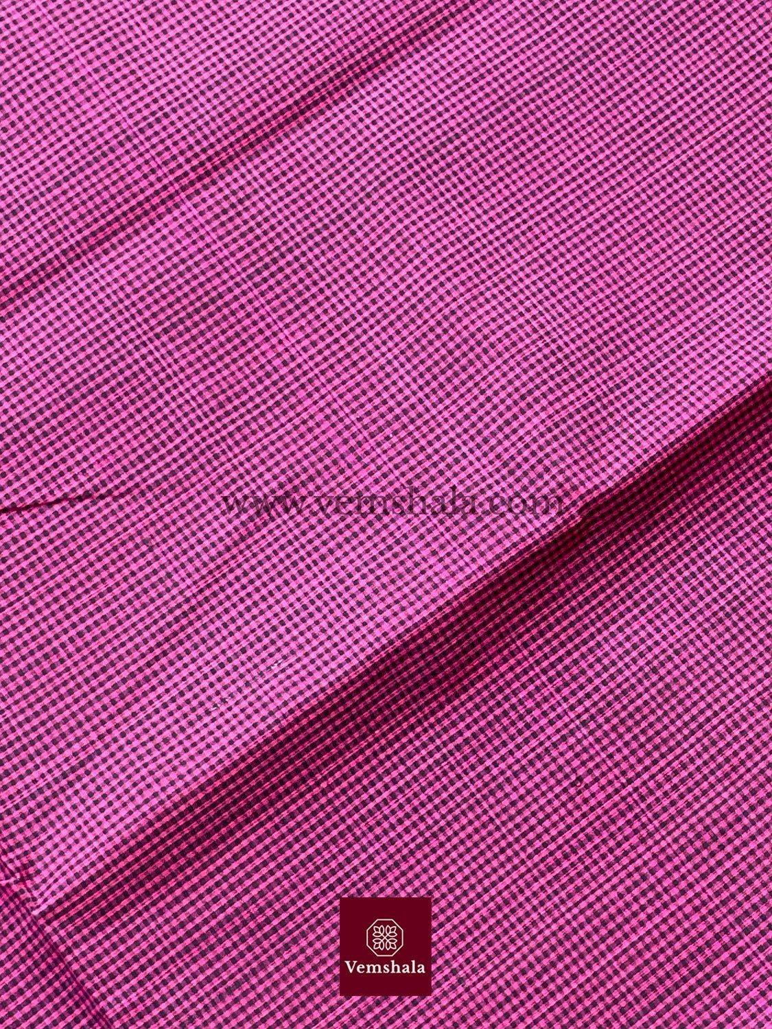 Black/ Pink / Gold Cotton Mangalgiri Saree : Sudeepta - Vemshala