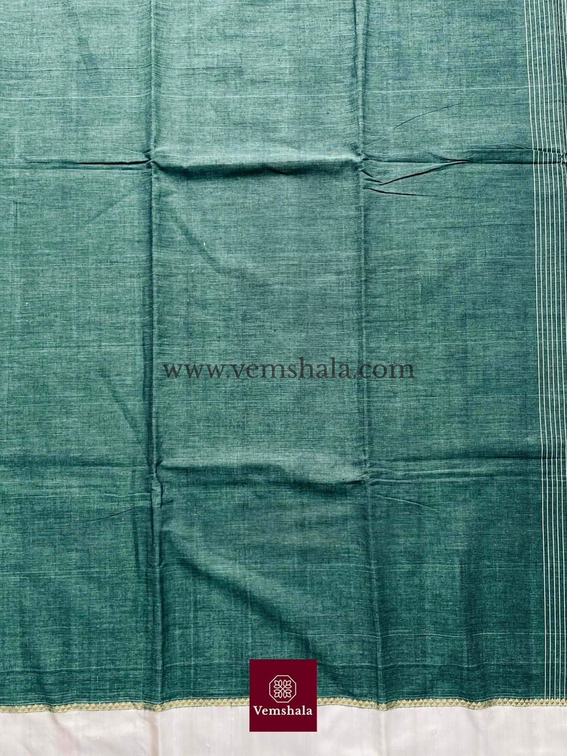 Moss Green / Ash Grey Ponduru Cotton Saree : Barkha - Vemshala