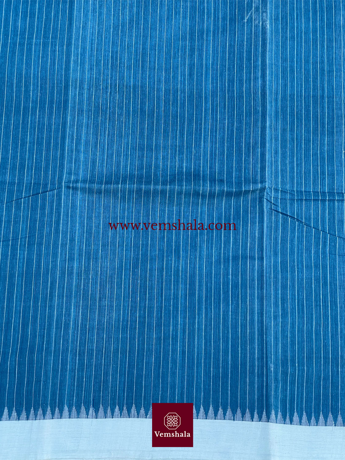 Navy / Pale Blue Ponduru Cotton Saree: Naayab - Vemshala