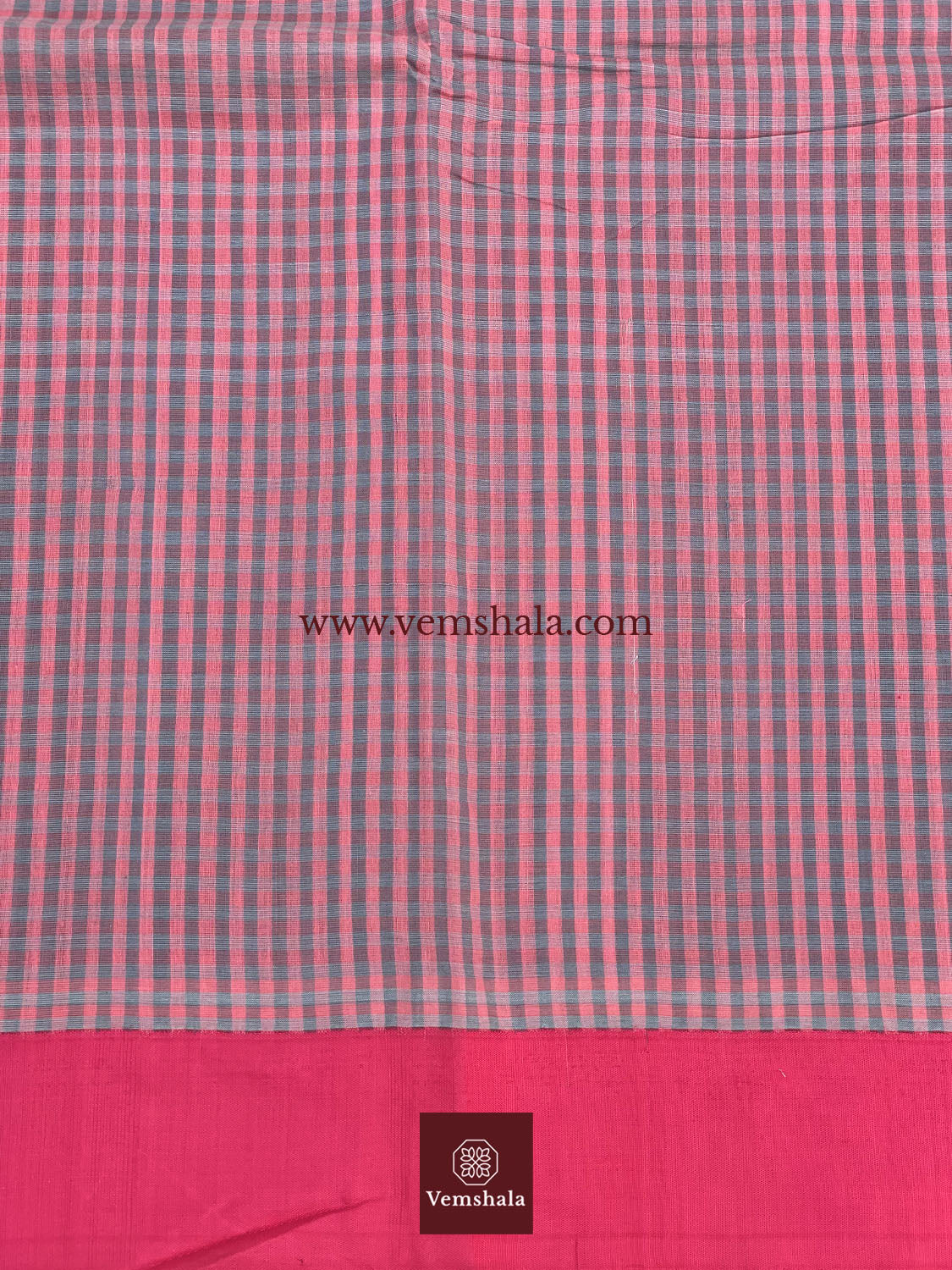 Pink / Grey / Neon Pink Ponduru Cotton Saree : Pakhee - Vemshala