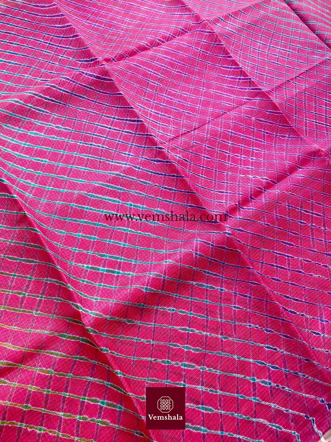 Red Plum rainbow Leheriya Kota Silk Saree : Phulwa - Vemshala