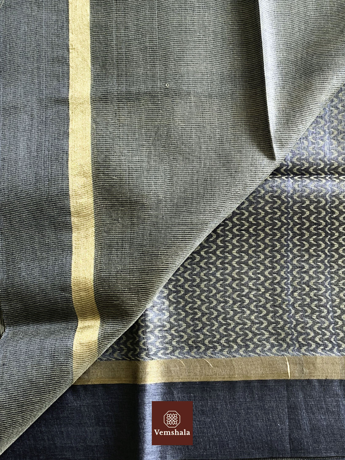 Twilight Blue / Gold Kosa Silk Saree - Vemshala