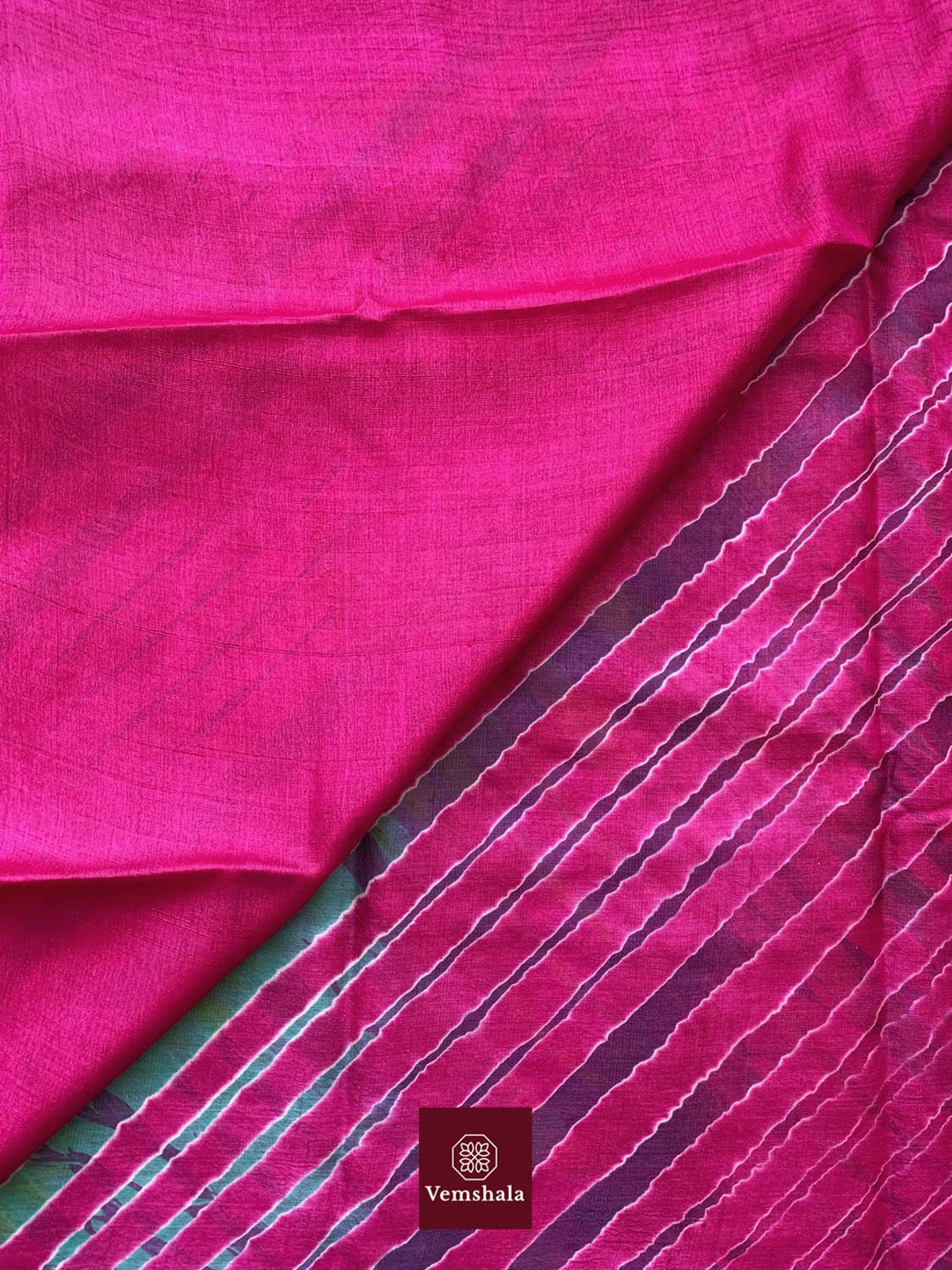 Vibrant Pink Rainbow Leheriya Silk Saree : Prakriti - Vemshala