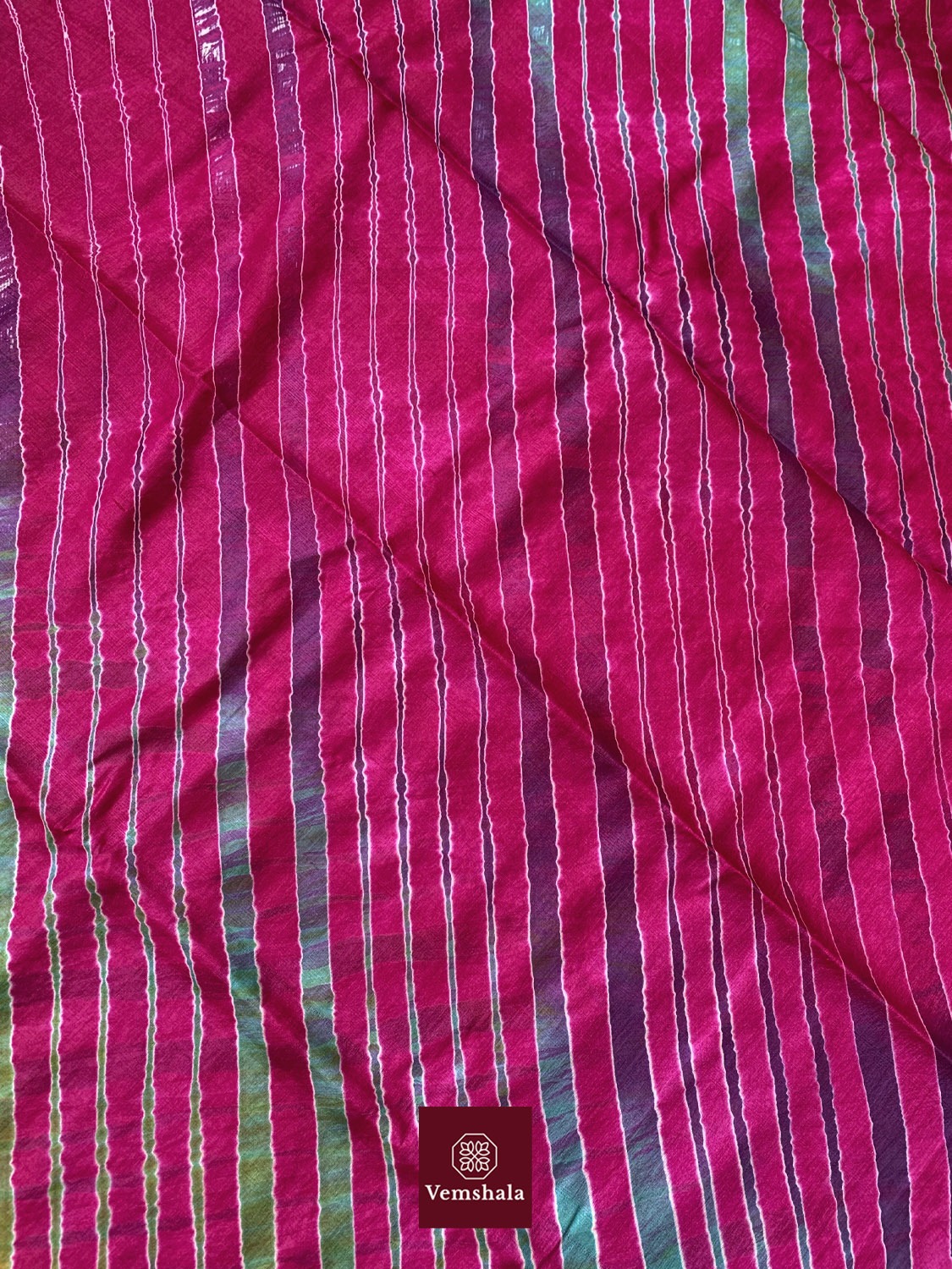 Vibrant Pink Rainbow Leheriya Silk Saree : Prakriti - Vemshala