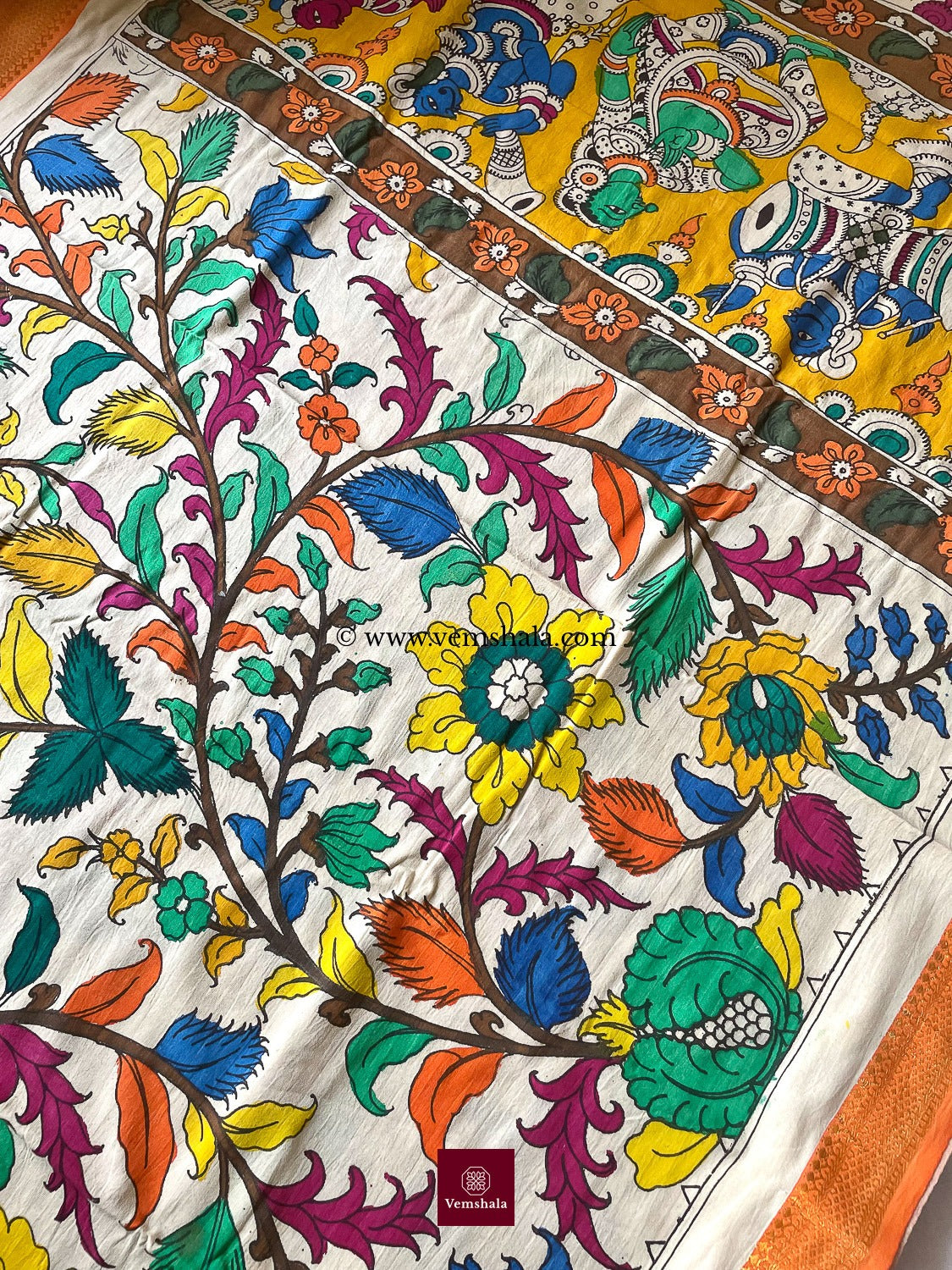 Pen Kalamkari Cotton Dupatta - Vemshala