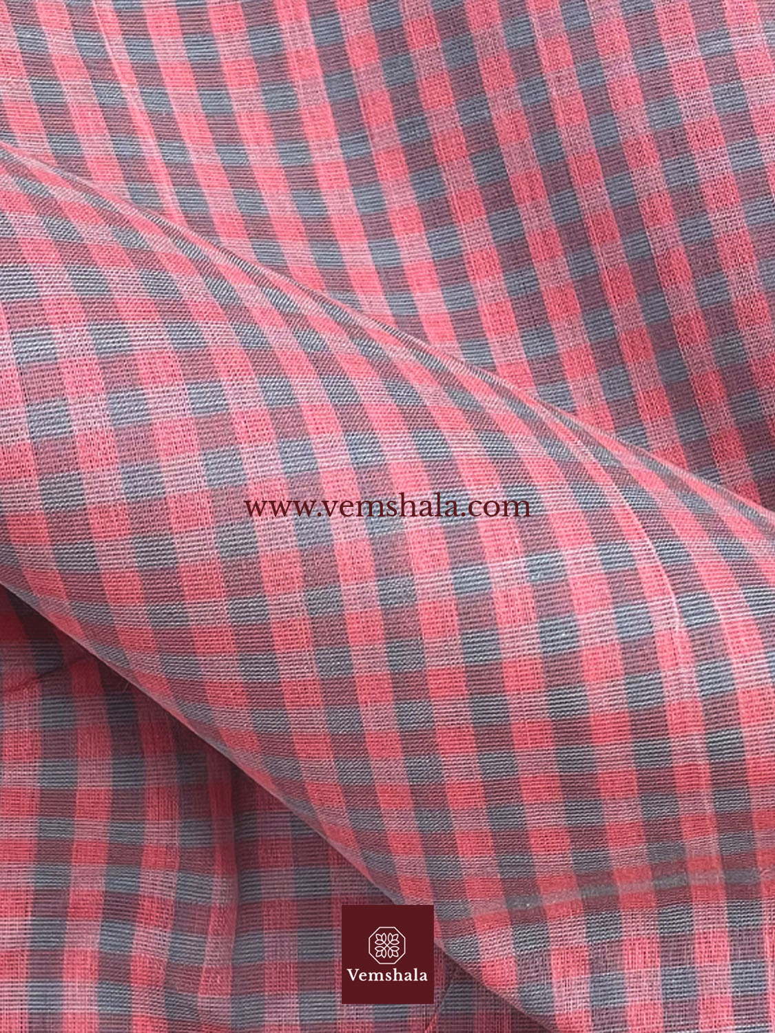 Pink / Grey / Neon Pink Ponduru Cotton Saree : Pakhee - Vemshala