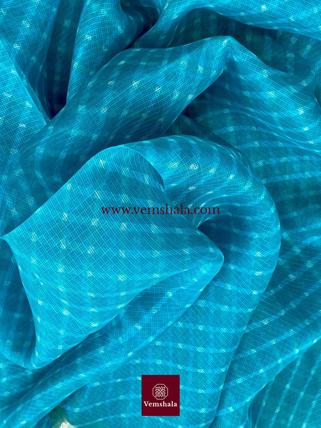 Turquoise Blue Leheriya Kota Silk Saree : Rehana - Vemshala