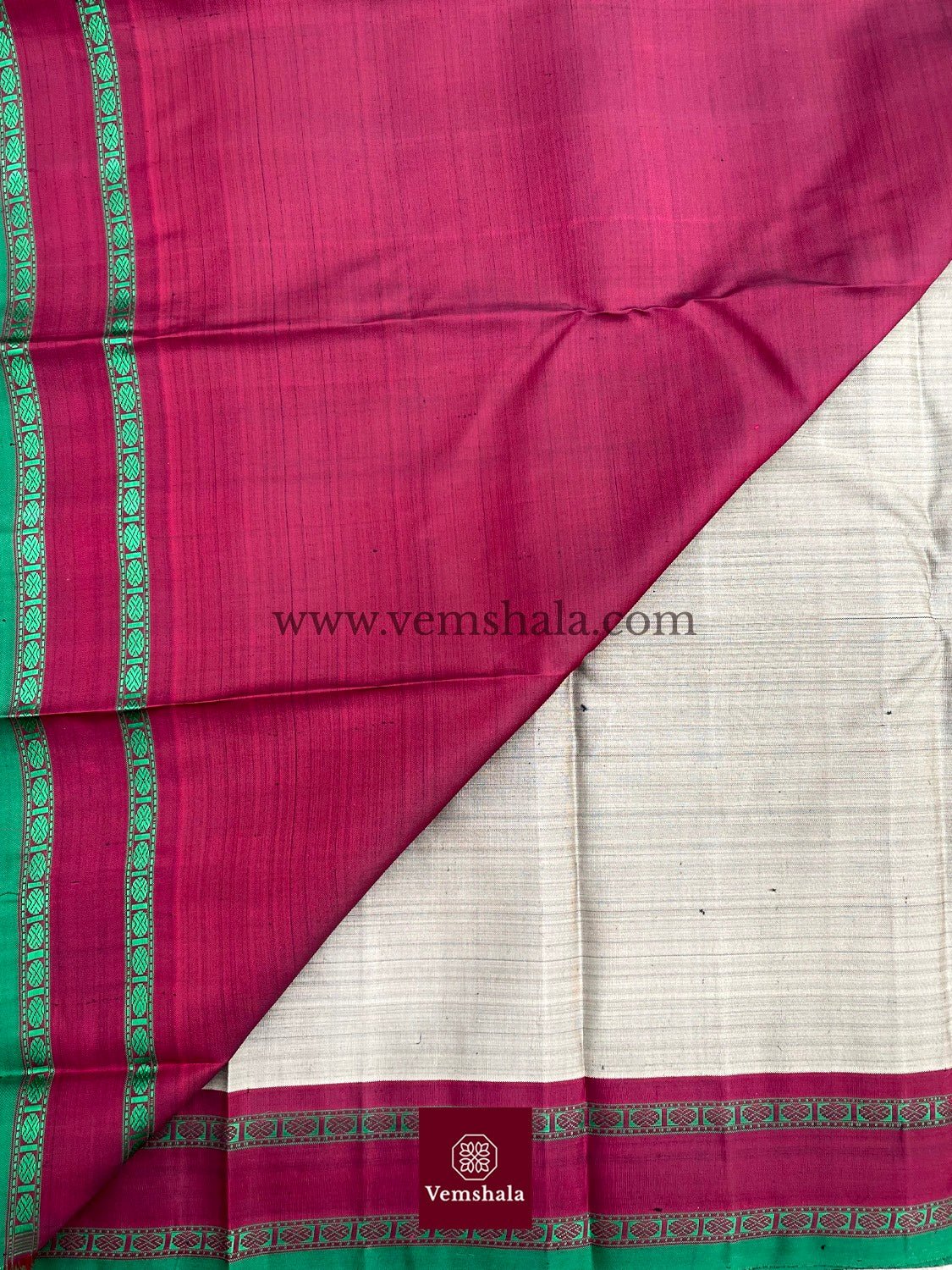 Grey / Maroon / Green/ Gold Kanchipuram Silk Saree : Meha - Vemshala