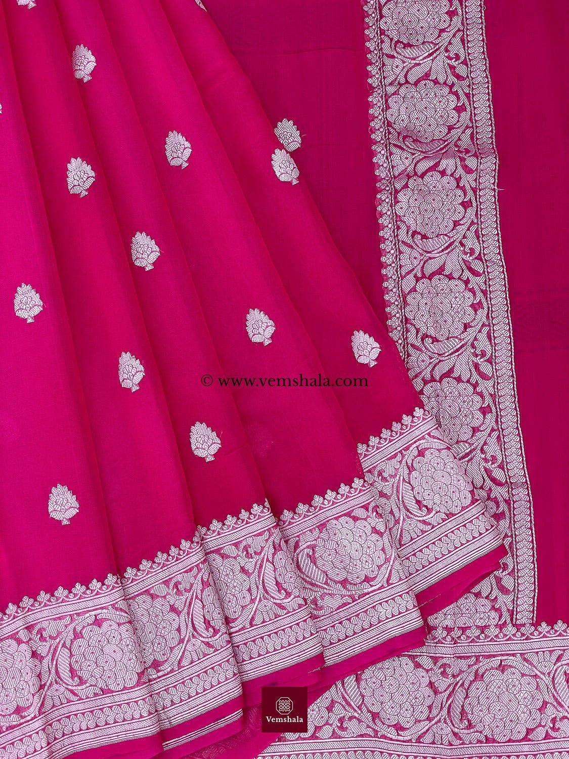 Hot Pink Banarasi Khaddi - Georgette Saree : Tejas - Vemshala