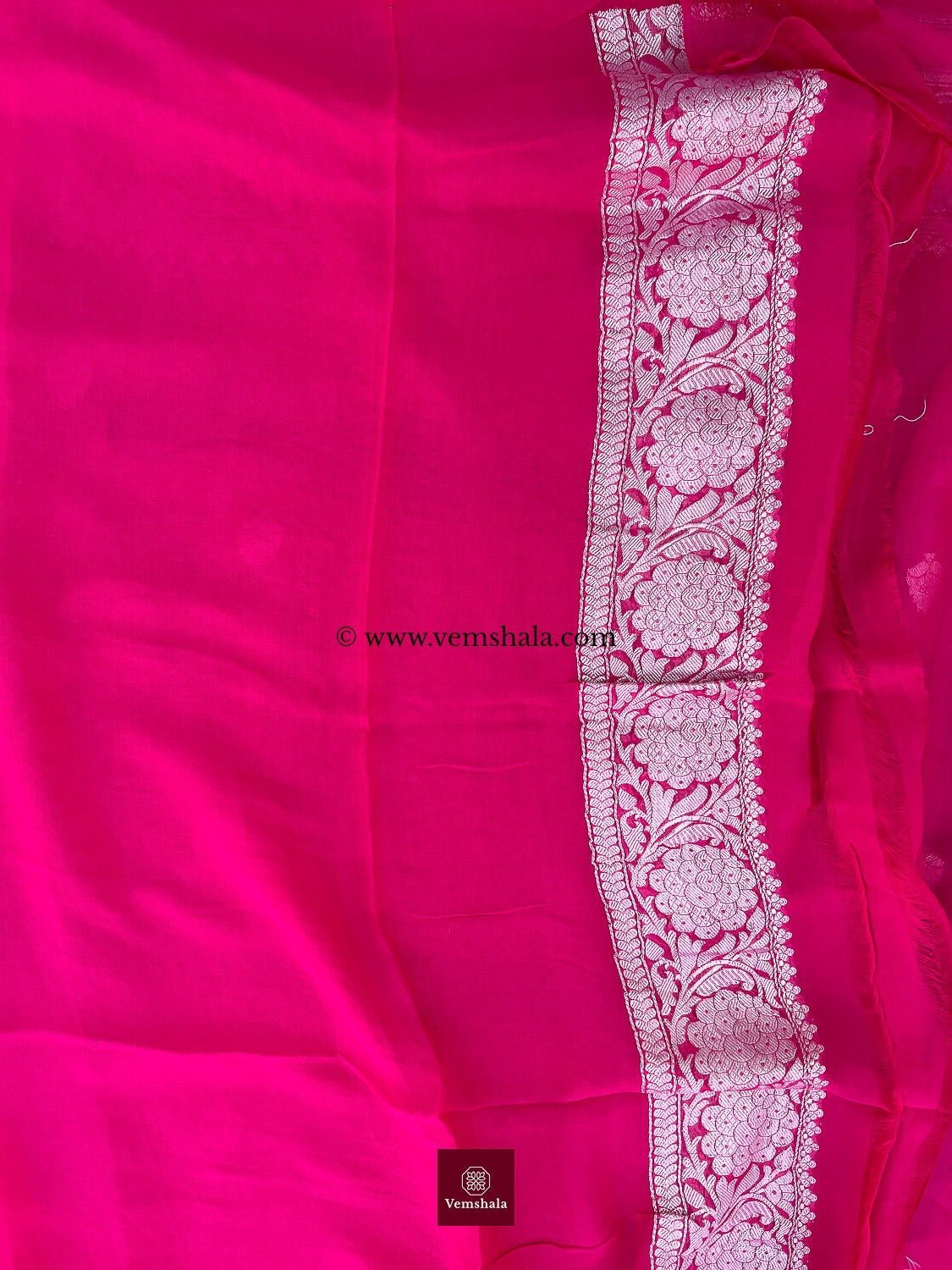 Hot Pink Banarasi Khaddi - Georgette Saree : Tejas - Vemshala