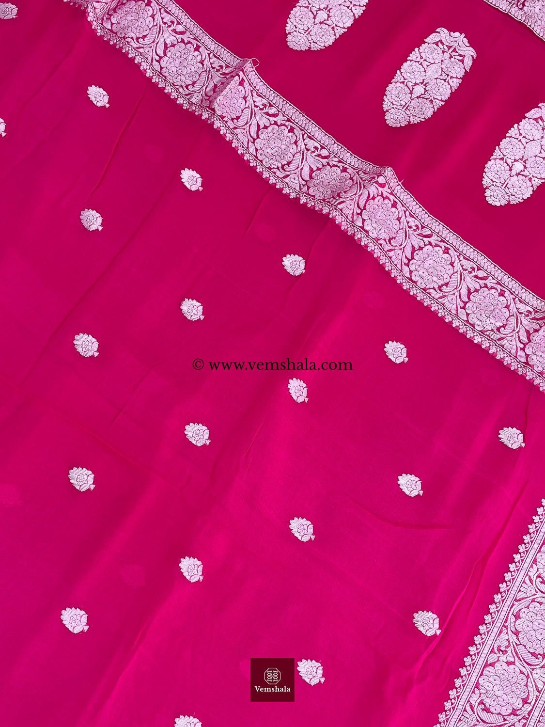 Hot Pink Banarasi Khaddi - Georgette Saree : Tejas - Vemshala