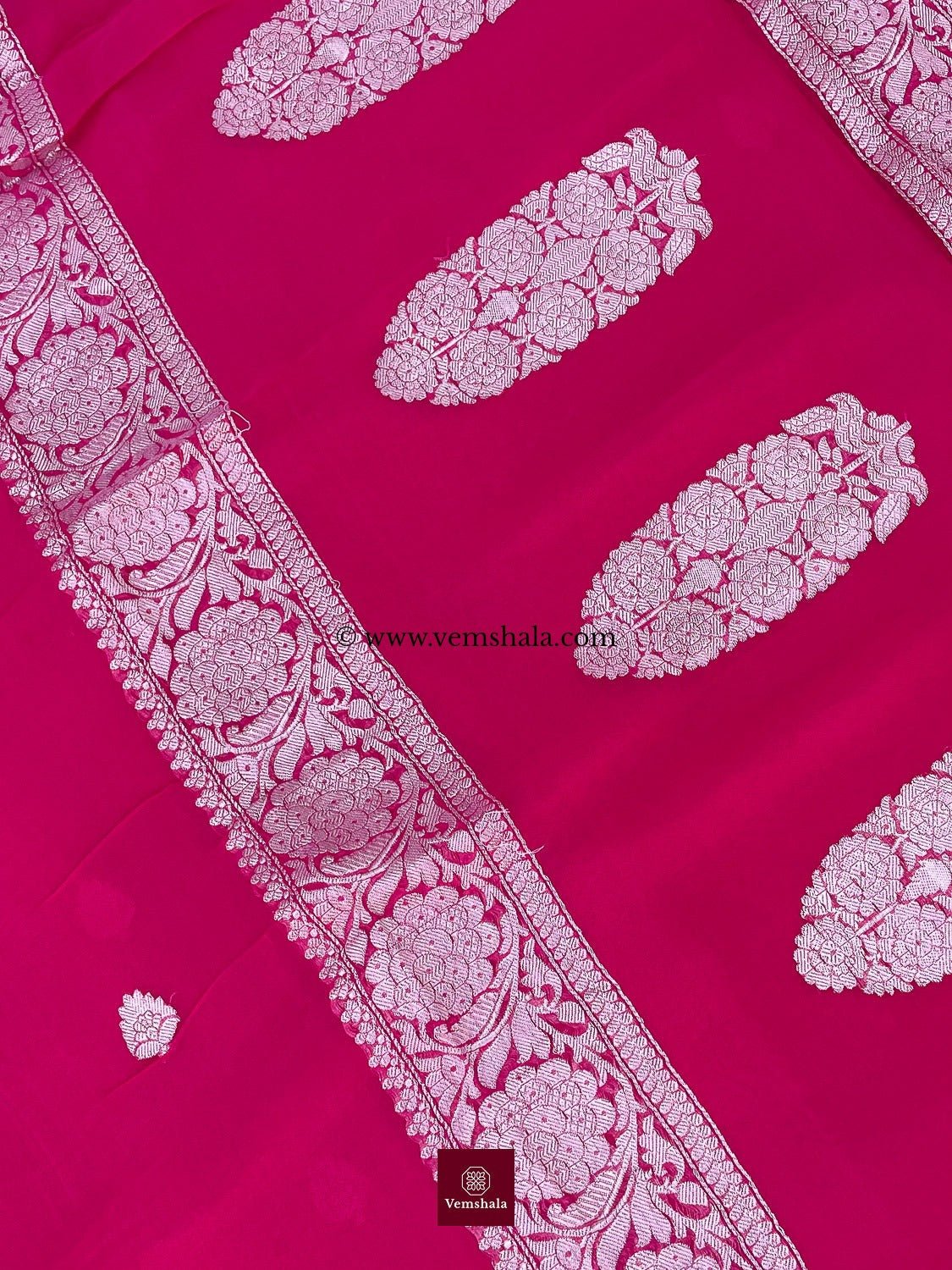 Hot Pink Banarasi Khaddi - Georgette Saree : Tejas - Vemshala