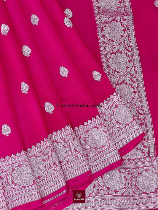 Hot Pink Banarasi Khaddi - Georgette Saree : Tejas - Vemshala