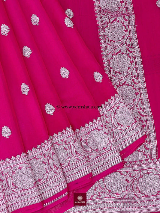 Hot Pink Banarasi Khaddi - Georgette Saree : Tejas - Vemshala