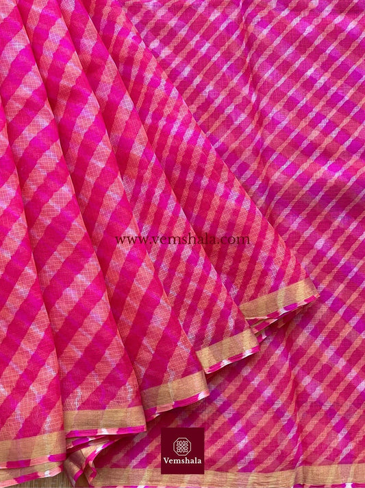 Hot Pink Leheriya Kota Silk Saree : Gulaab - Vemshala