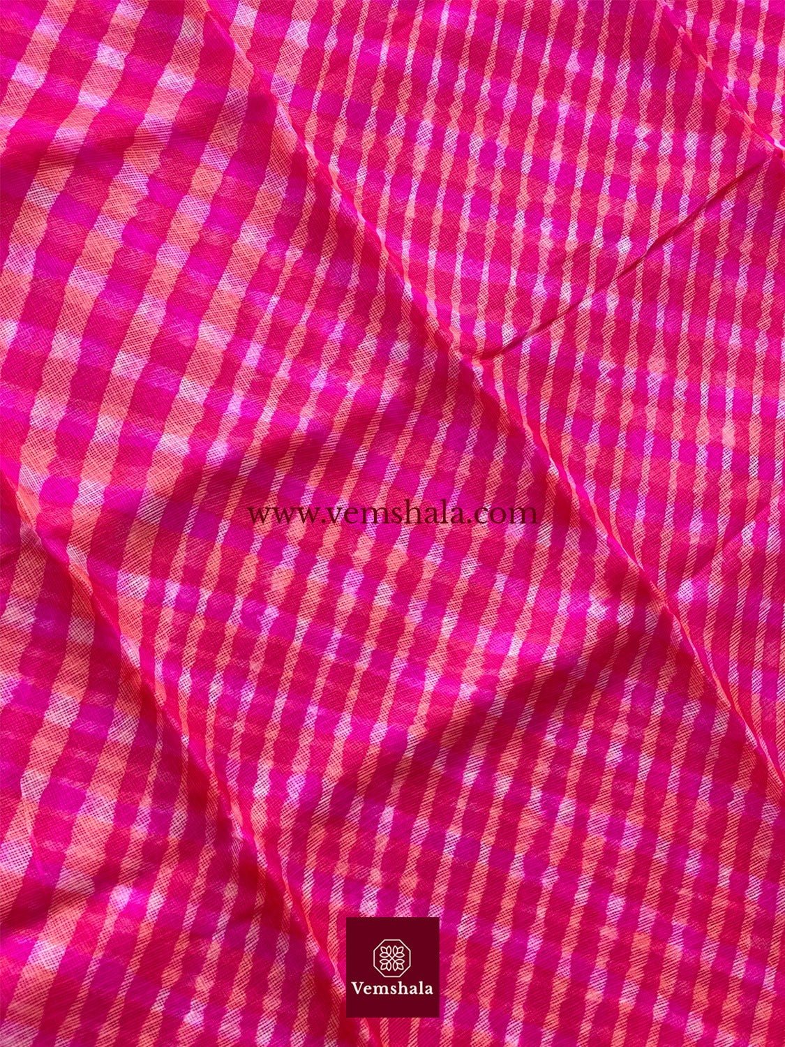 Hot Pink Leheriya Kota Silk Saree : Gulaab - Vemshala