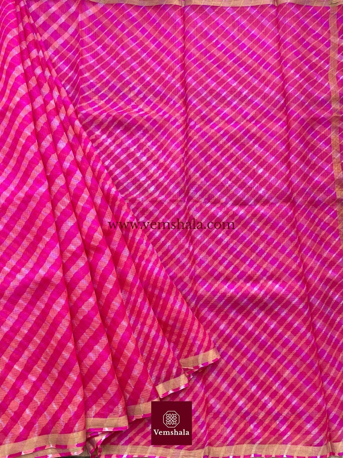 Hot Pink Leheriya Kota Silk Saree : Gulaab - Vemshala