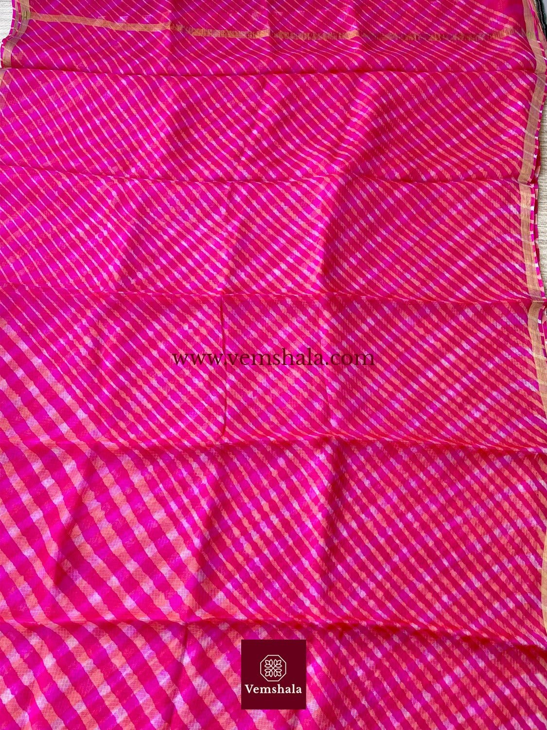 Hot Pink Leheriya Kota Silk Saree : Gulaab - Vemshala