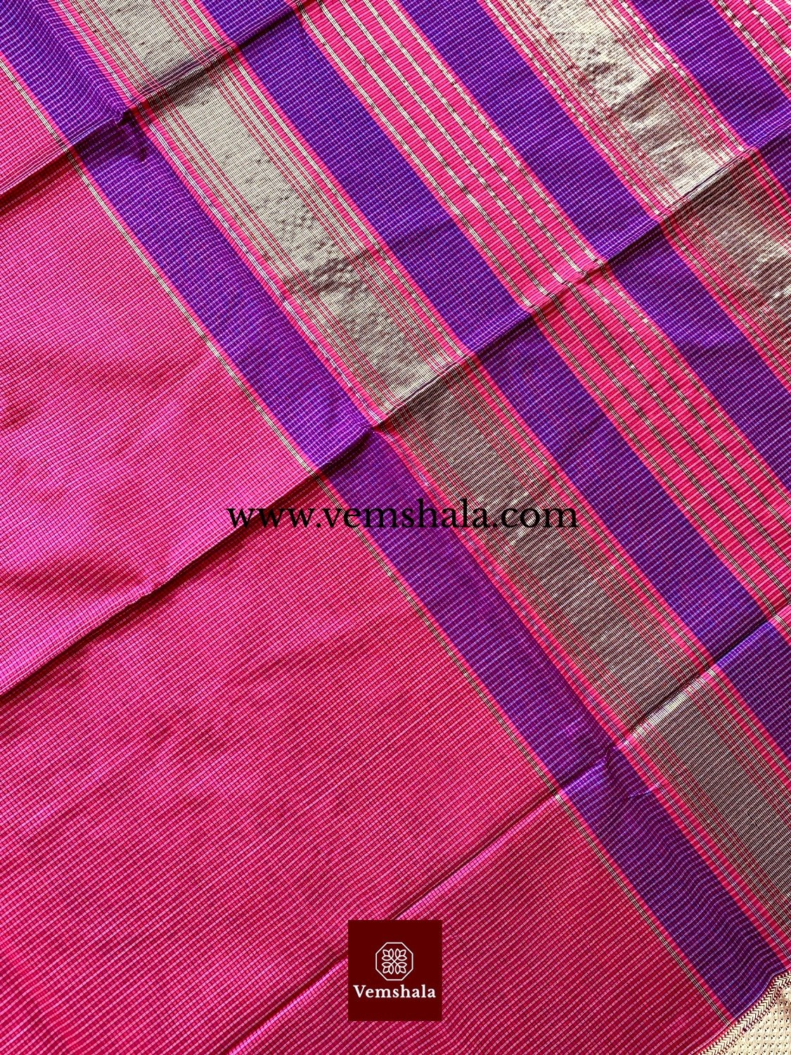 Hot Pink/ Purple/ Gold Maheshwari Saree : Tamanna - Vemshala