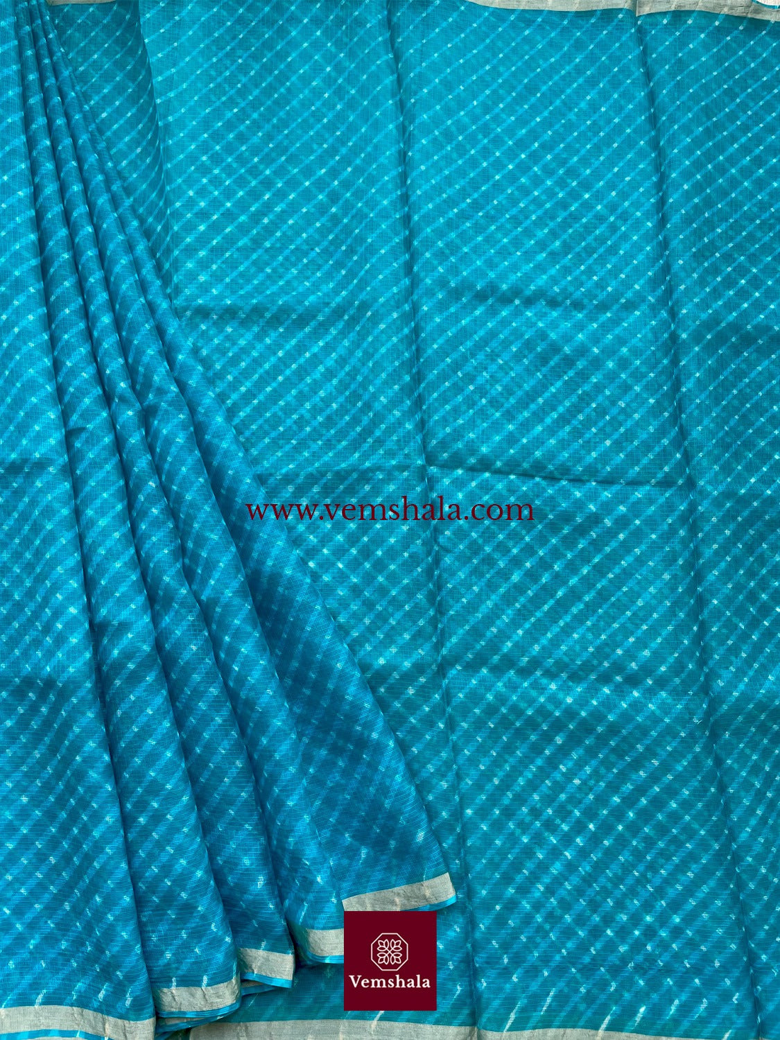 Turquoise Blue Leheriya Kota Silk Saree : Rehana - Vemshala