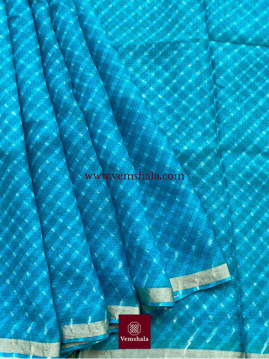 Turquoise Blue Leheriya Kota Silk Saree : Rehana - Vemshala