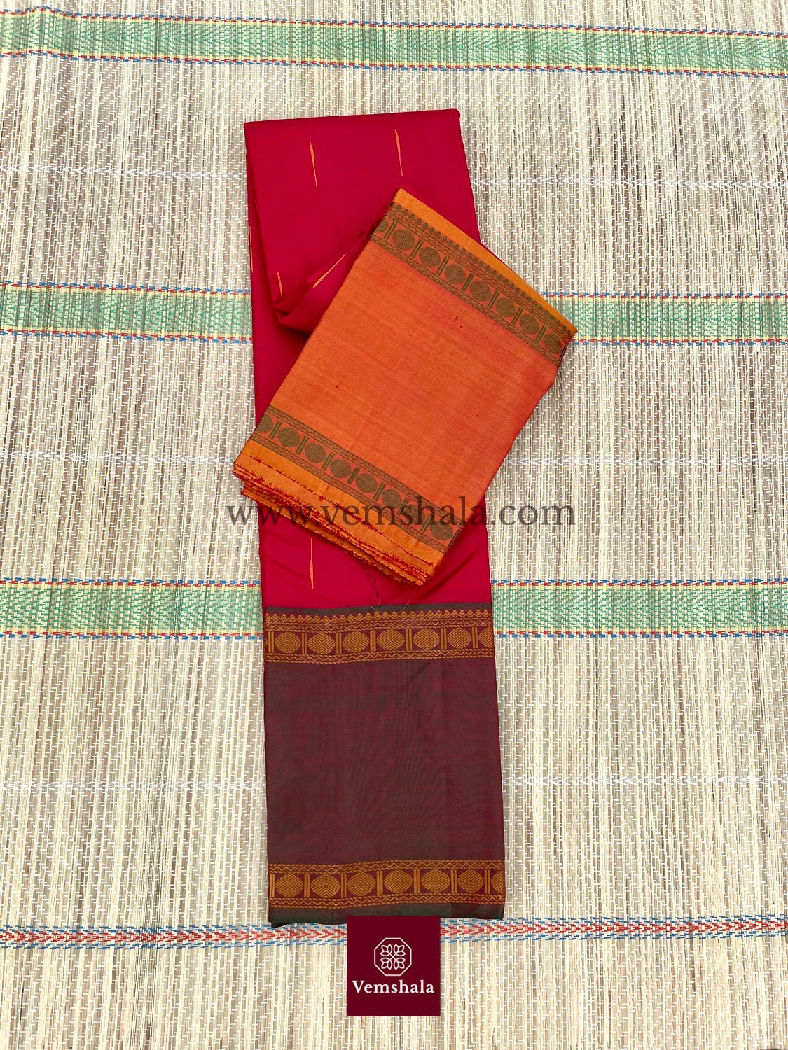 Maroon / Green / Yellow / Gold Kanchipuram Silk Saree : Vijaya - Vemshala