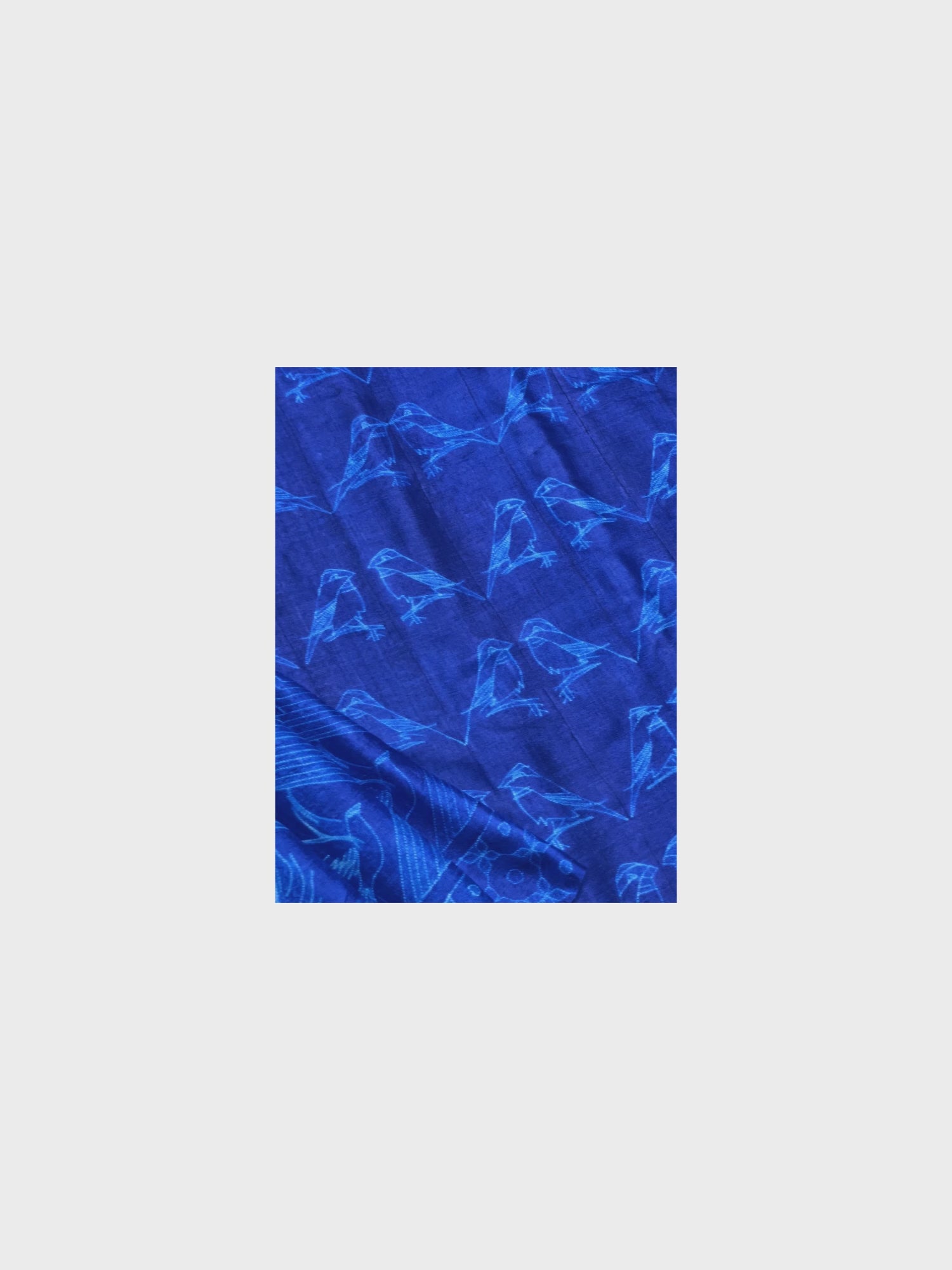 Blue / Ecru Nui Shibori Silk Saree