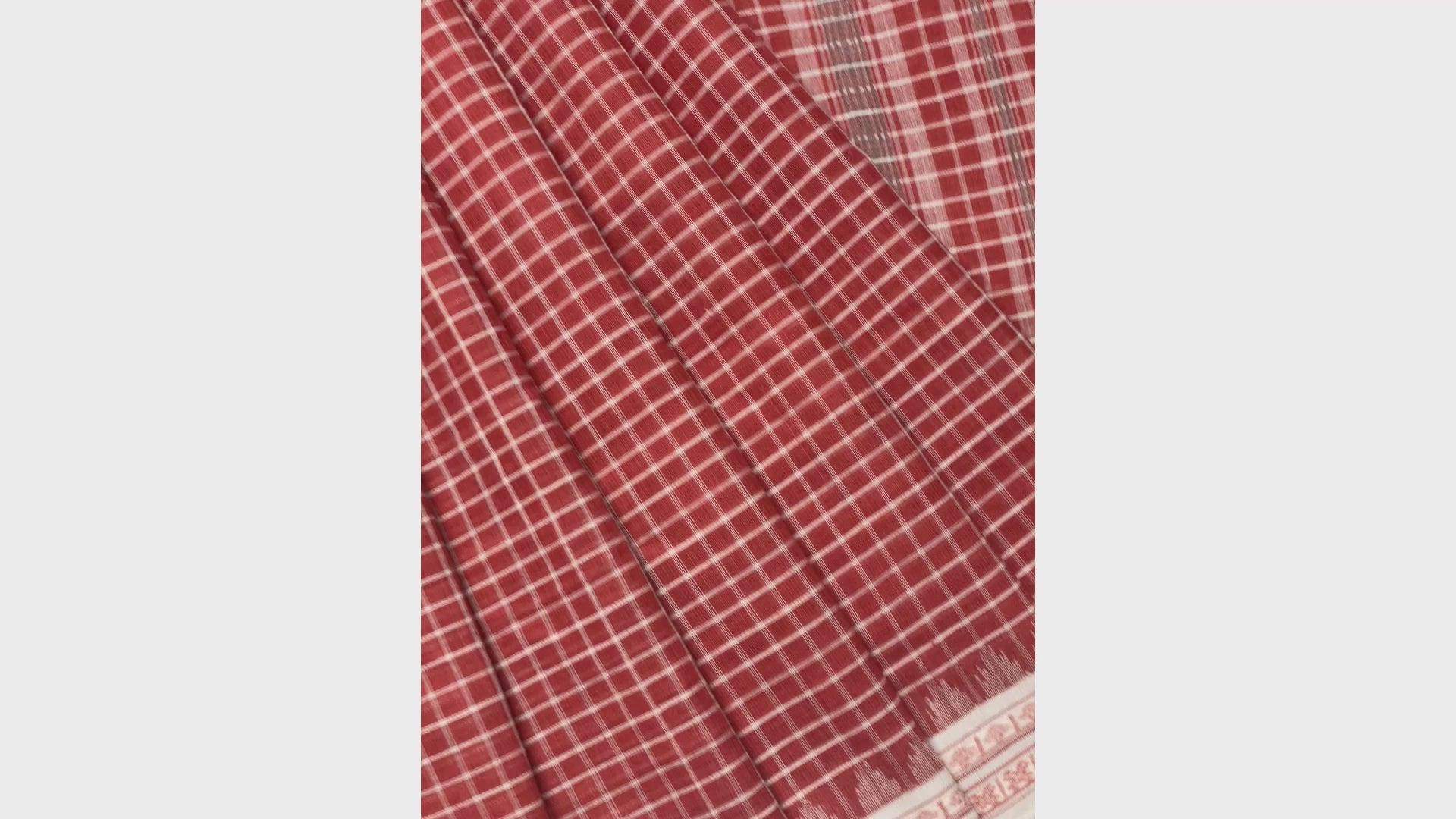 Red Checks Ponduru Cotton Saree