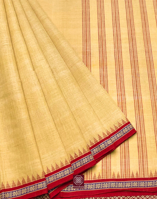 Marigold / Amber Red Ponduru Cotton Saree