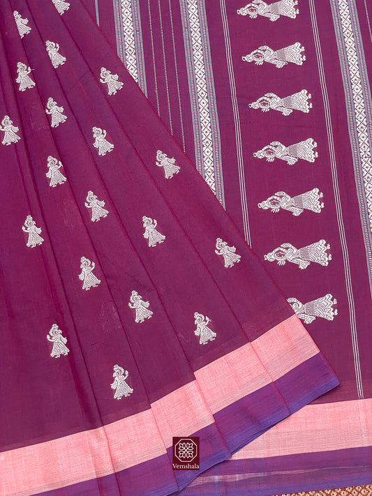 Dark Pink Gollabhama Cotton Saree